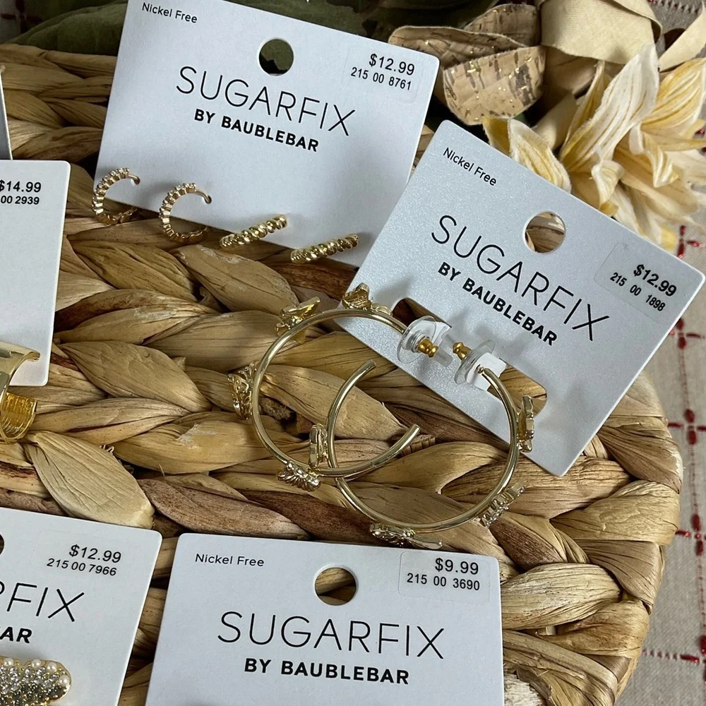 Sugarfix by Baublebar Earrings Bundle 10 Total Hearts Pearls Butterflies New